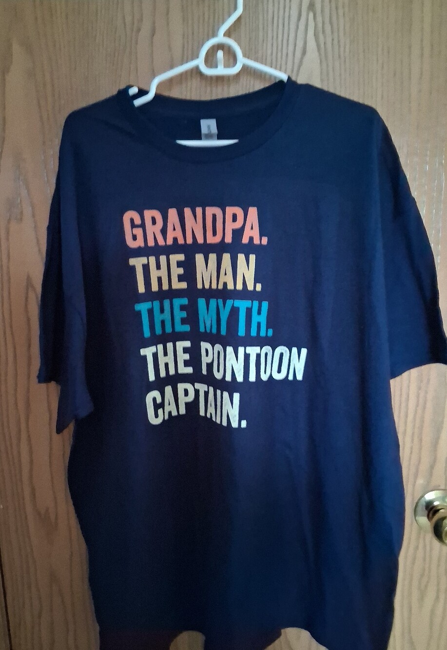 Men's Gildan Navy Grandpa Graphic Tee with Multicolor Text